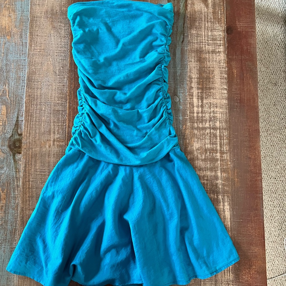 strapless dress Velvet by Graham & Spencer teal EUC